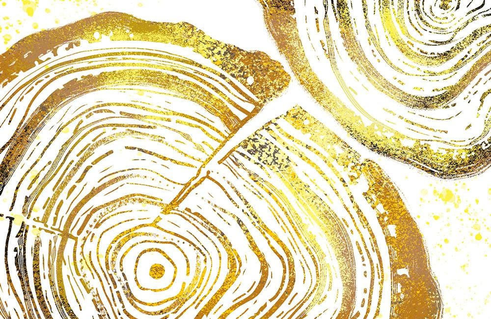 Golden Ring Sophisticated Tree Trunk Print Wallpaper - Elegance for Interiors
