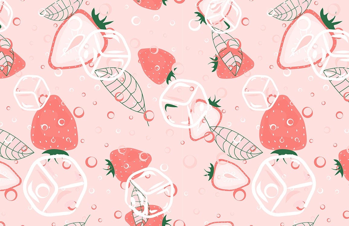 Pink Strawberry Delight Patterned Wallpaper with Modern Fruit Design Aesthetic