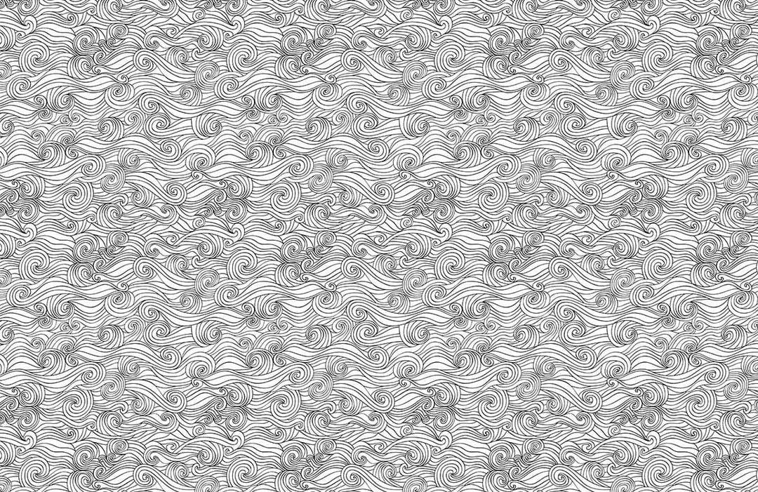 Monochrome Swirling Waves Patterned Wallpaper for Elegant Modern Interiors
