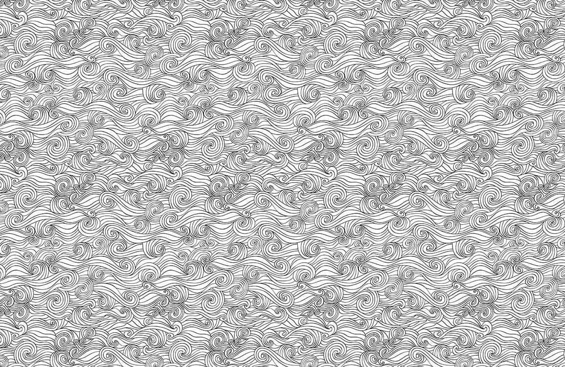 Monochrome Swirling Waves Patterned Wallpaper for Elegant Modern Interiors