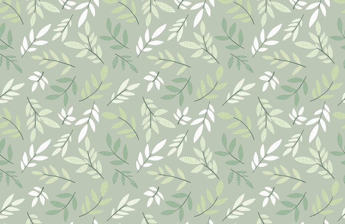 Tranquil Green Leaf Pattern Wallpaper for Serene Indoor Decor Bliss
