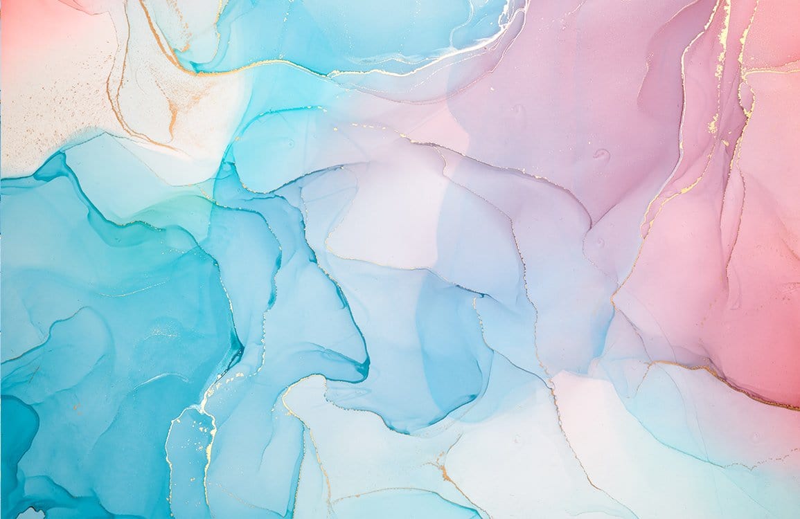 Pastel Dream Watercolour Abstract Mural Wallpaper with Gold Accents - Contemporary Elegance