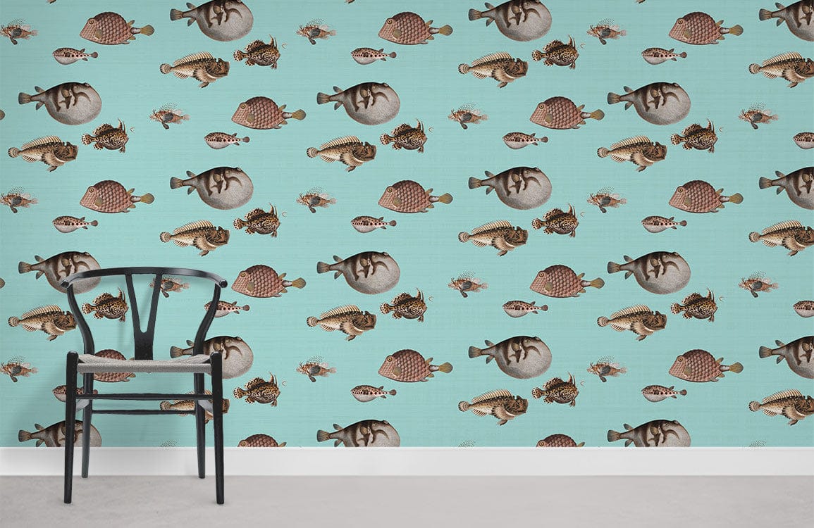fat fish groups wallpaper mural