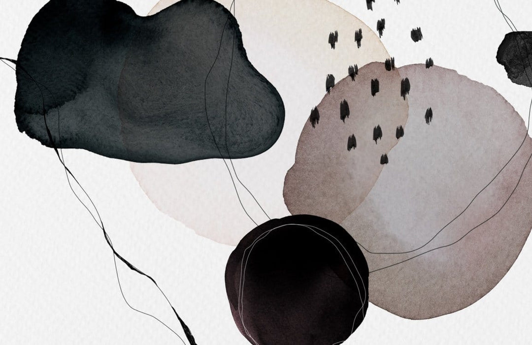 Abstract Watercolour Pebbles Wallpaper - Monochrome Artistic Modern Design Decor