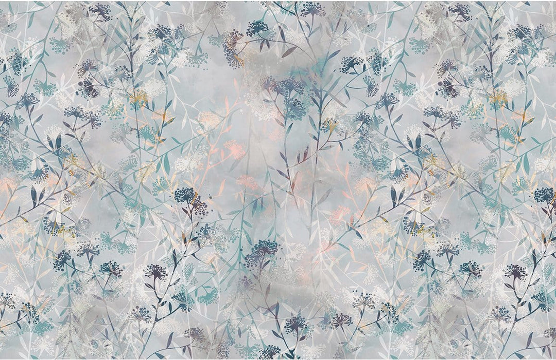 Serene Pastel Botanical Mural Wallpaper with Subtle Floral Pattern Design