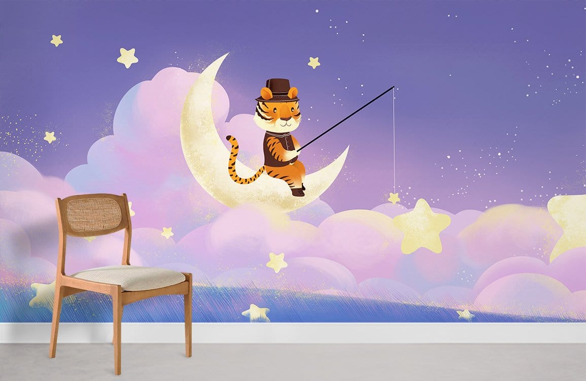 Moon and Star Nursery Room Wallpaper Mural