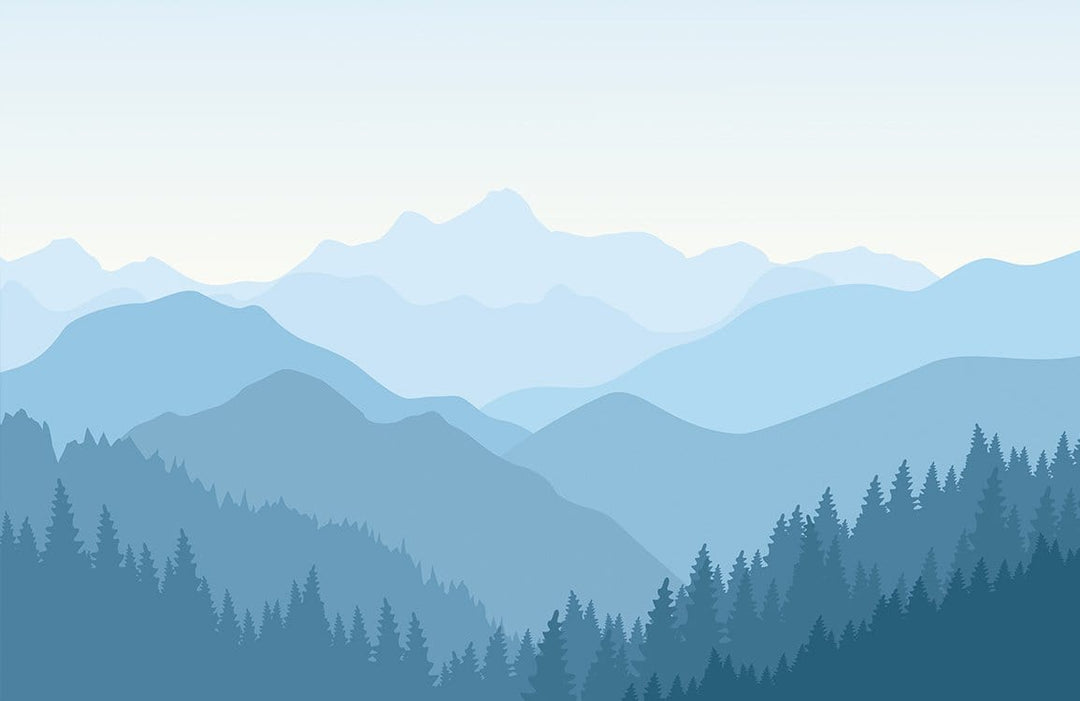 Tranquil Blue Mountain Landscape Mural Wallpaper - Serene Nature Design