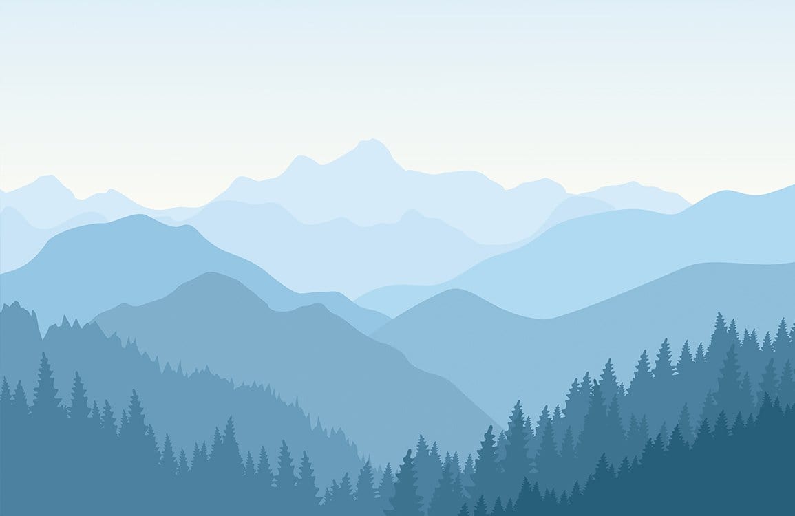 Tranquil Blue Mountain Landscape Mural Wallpaper - Serene Nature Design