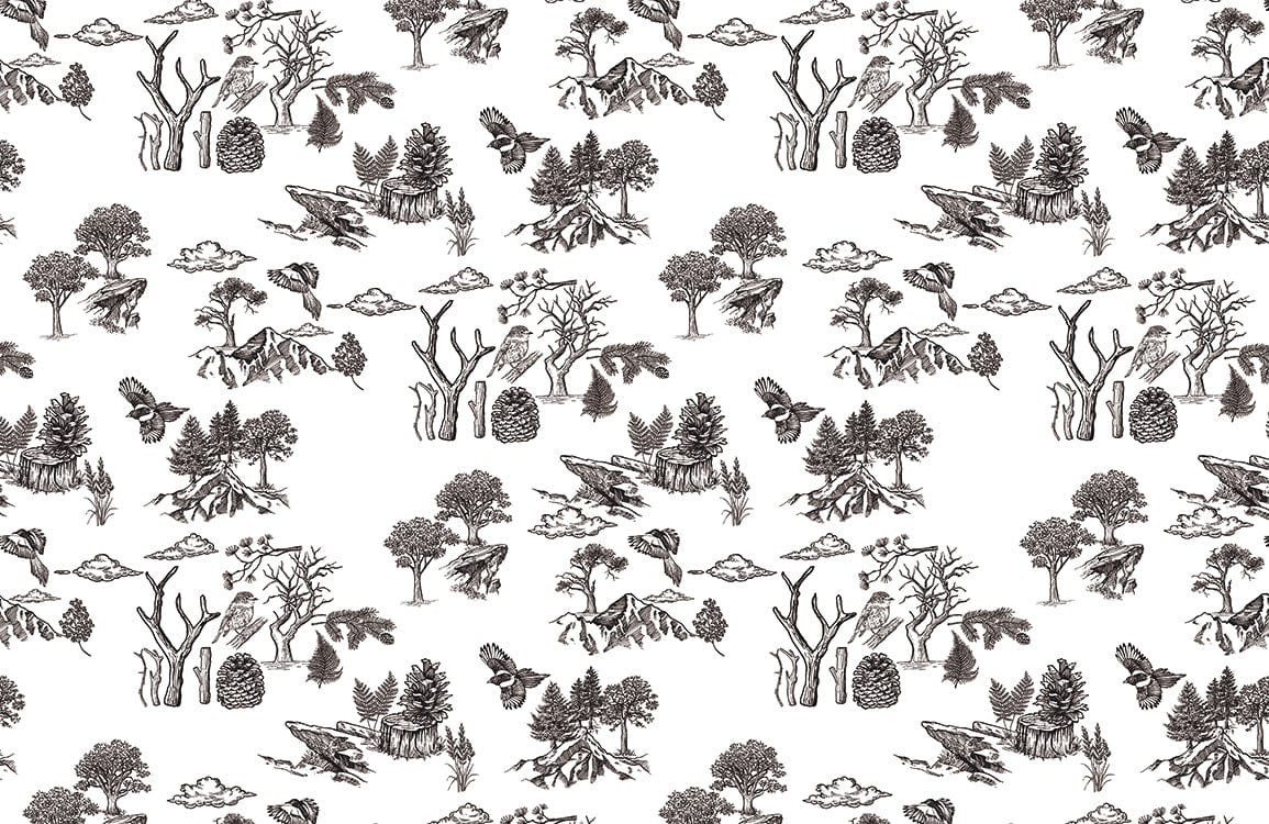 Mountain Top Sketch Wallpaper Mural