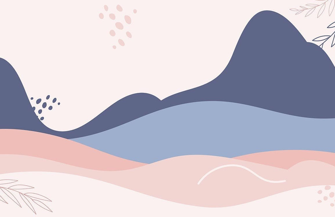 Abstract Pastel Landscape Mural Wallpaper in Blue and Pink Tones
