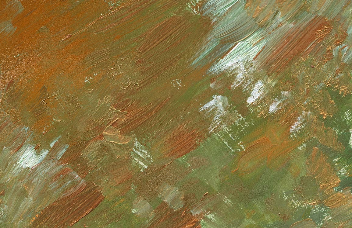 Earthy Abstract Brushstroke Mural Wallpaper in Rustic Green and Copper Tones