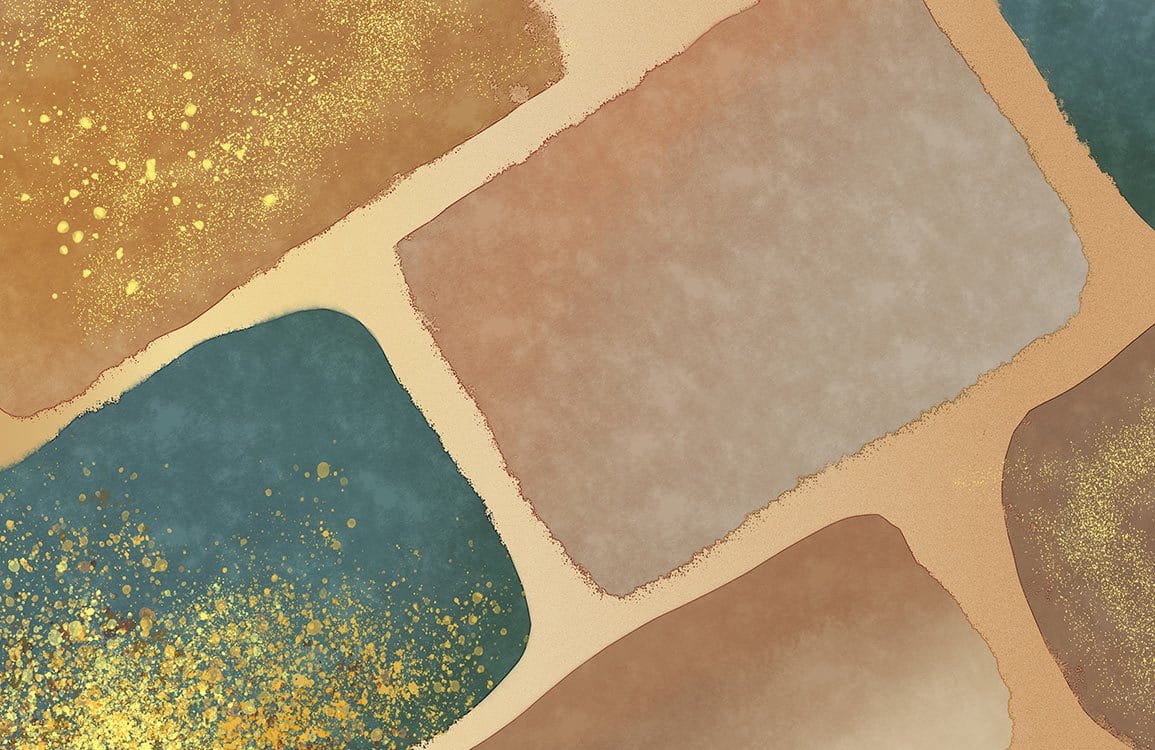 Abstract Earthy Tones Geometric Mural Wallpaper with Gold Accents Pattern
