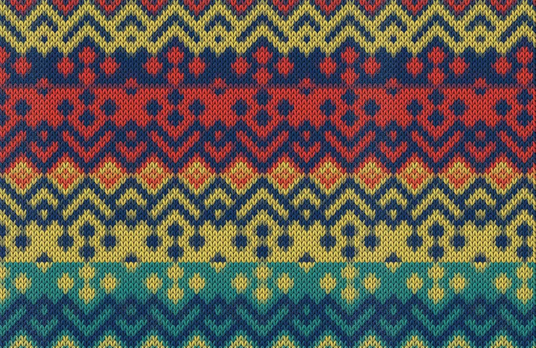 Vibrant Multicolour Ethnic Chevron Pattern Wall Mural - Bohemian Style