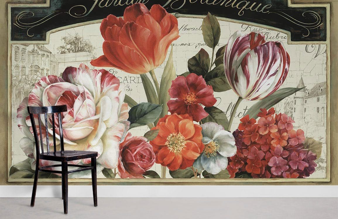 Multi Flowers Floral Wallpaper Mural Room