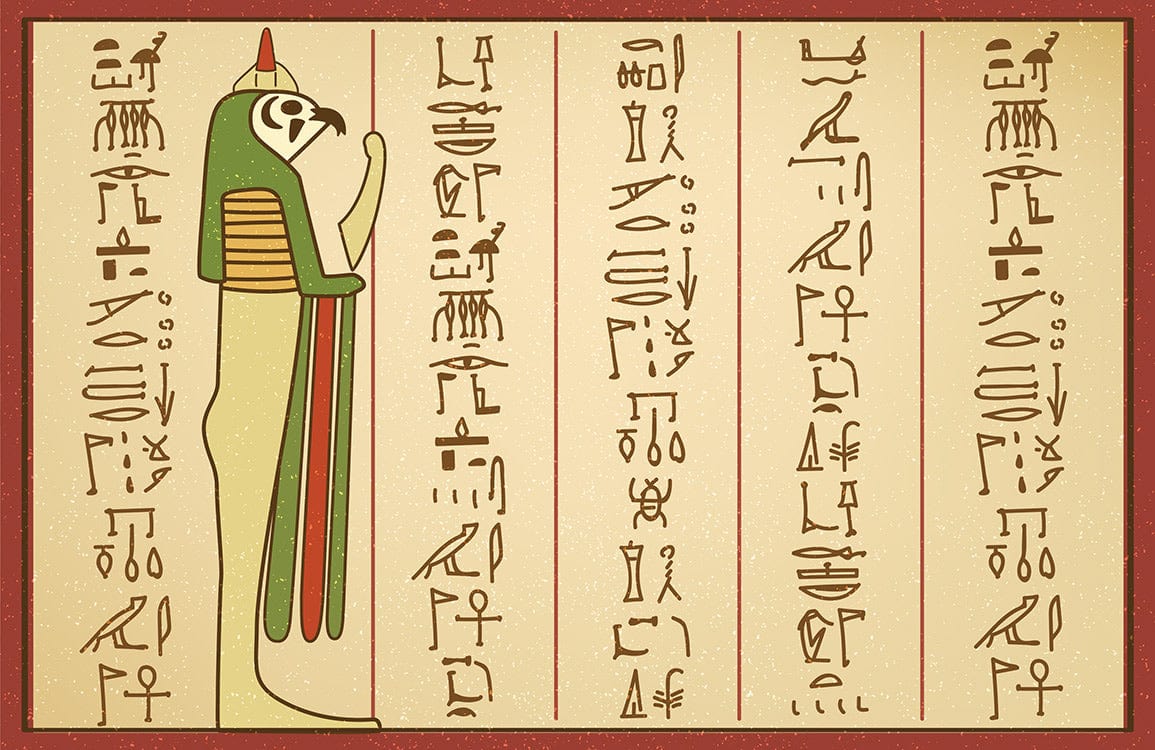 Ancient Egyptian Hieroglyph Wall Mural - Vintage Style in Earthy Tones