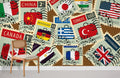 National Flags Stamp Wallpaper Mural