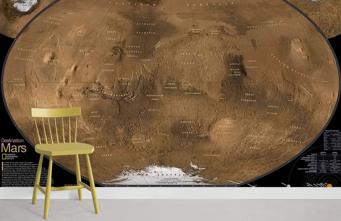 national geographic mars reference map wallpaper mural room