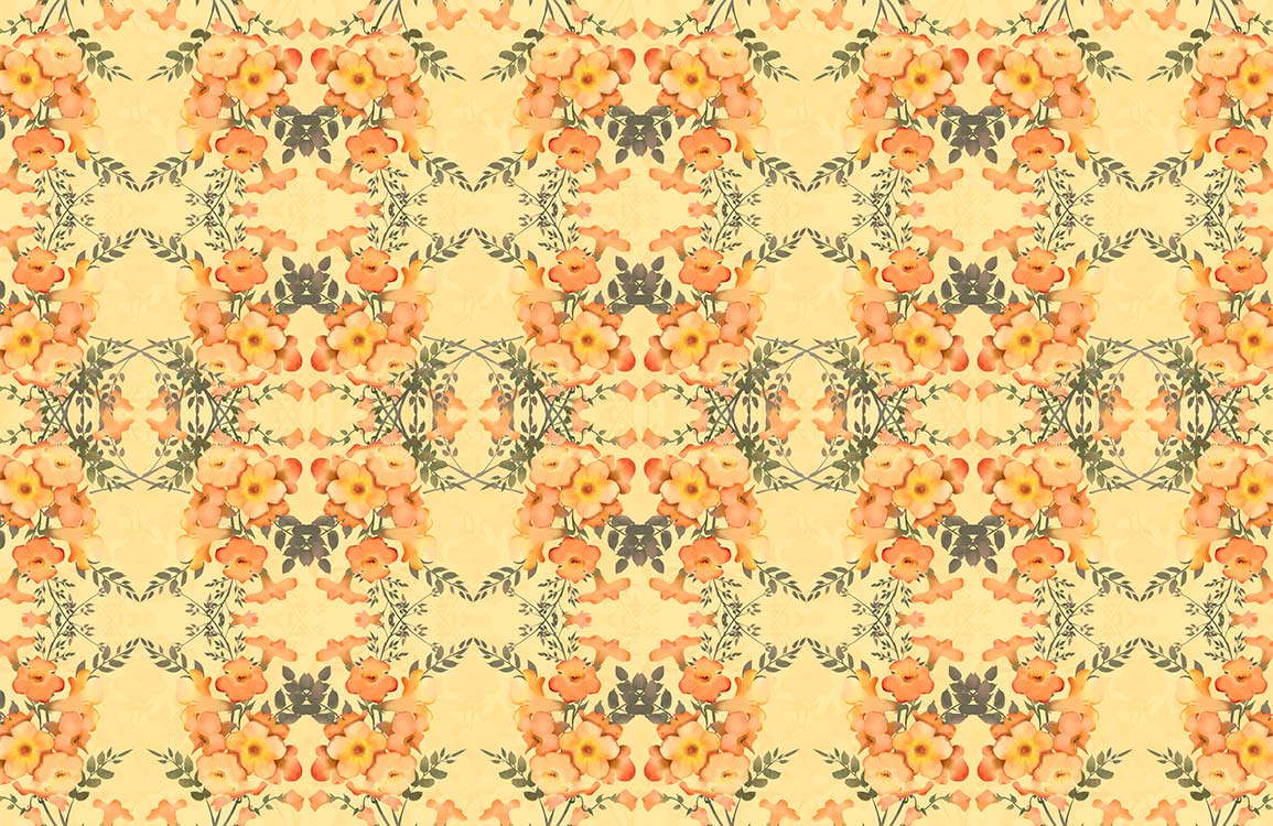 Vintage Floral Charm Yellow and Orange Patterned Wallpaper for Cosy Interiors