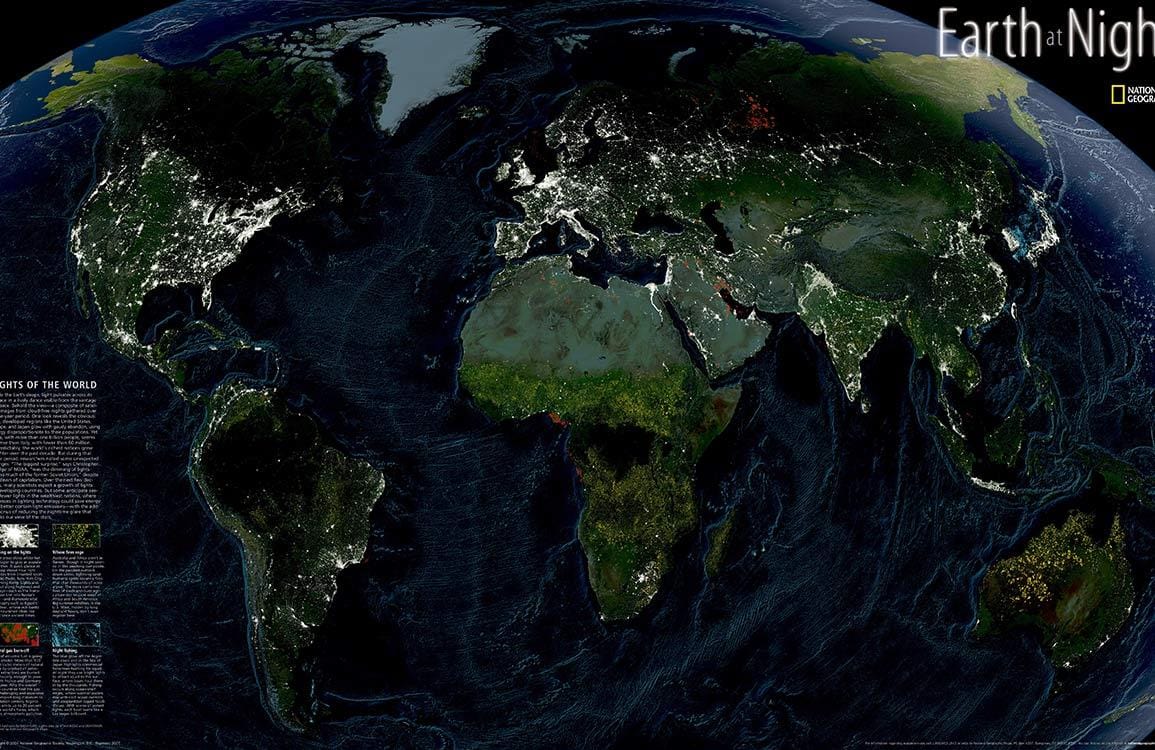 Illuminated Earth At Night World Map Wallpaper Mural Dark Style illuminated-earth-at-night-world-map-wallpaper-mural-dark-style