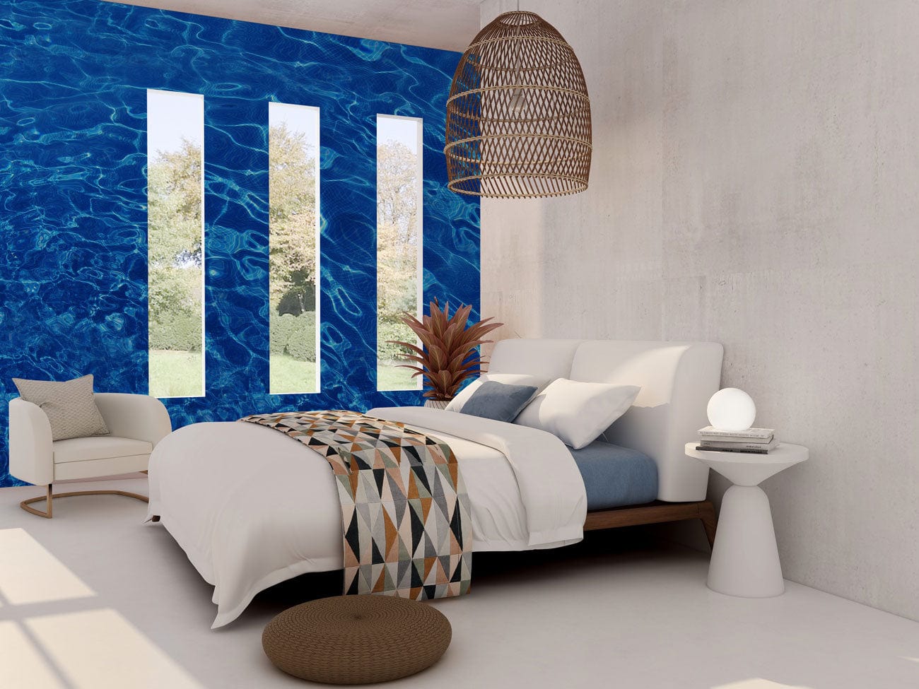 Oceanic Blue Water Ripple Pattern Wallpaper for Tranquil Spaces Décor