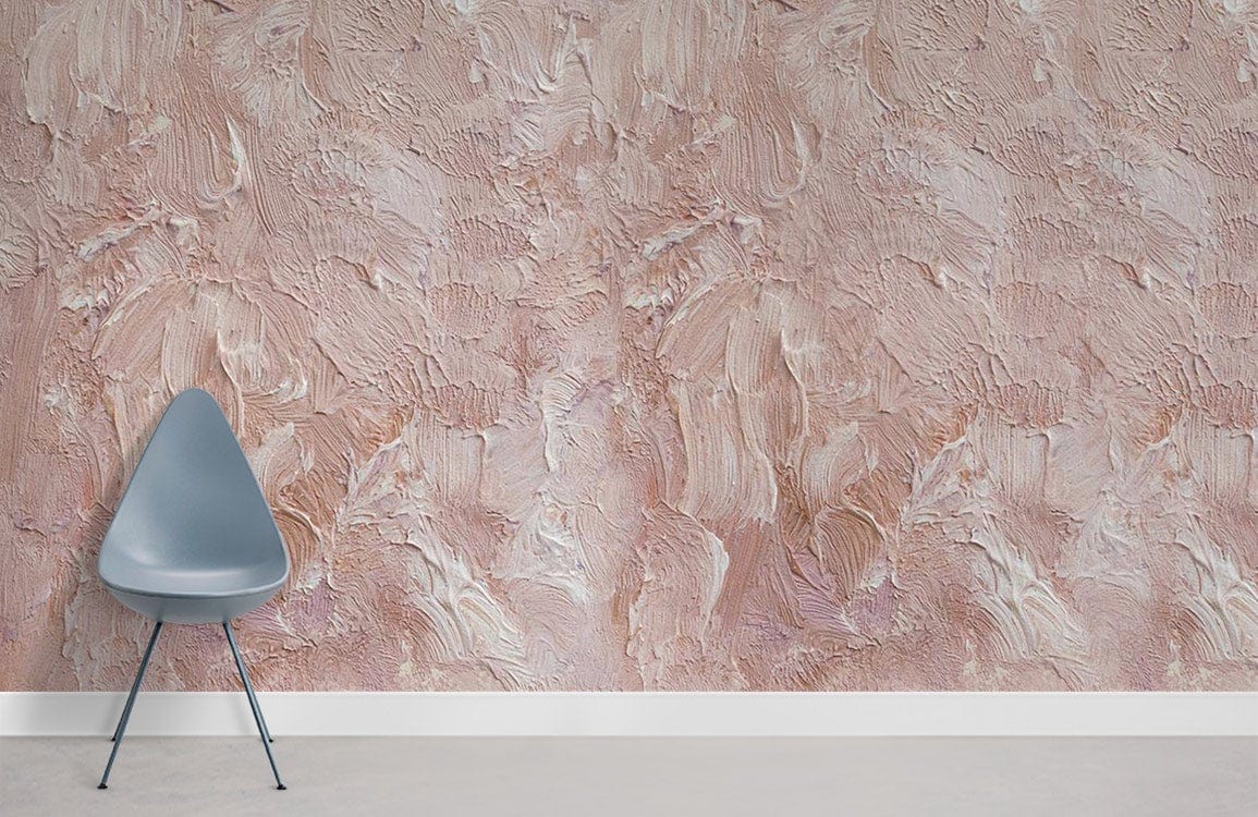 Elegant textured blush pink abstract wallpaper with grey modern chair; perfect for stylish interiors.