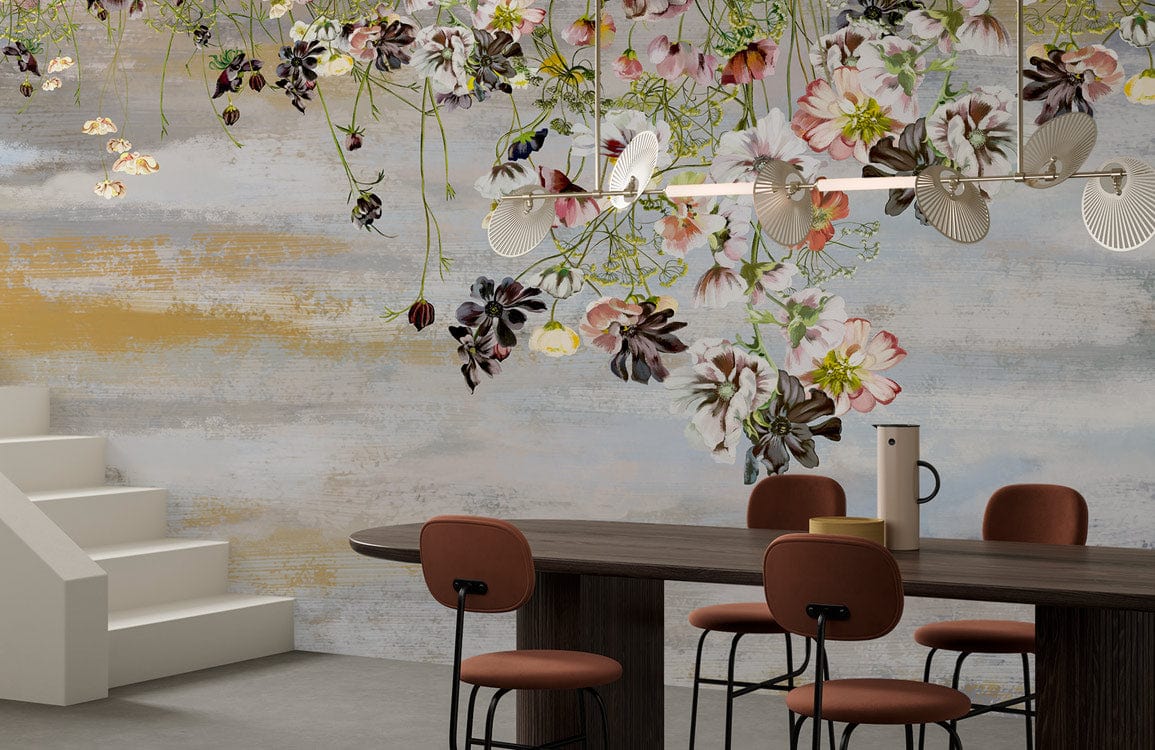 Vertical Flower Painting Wallpaper Mural