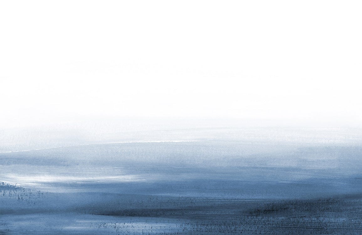 Serene Blue Watercolour Landscape Mural Wallpaper for Modern Interiors