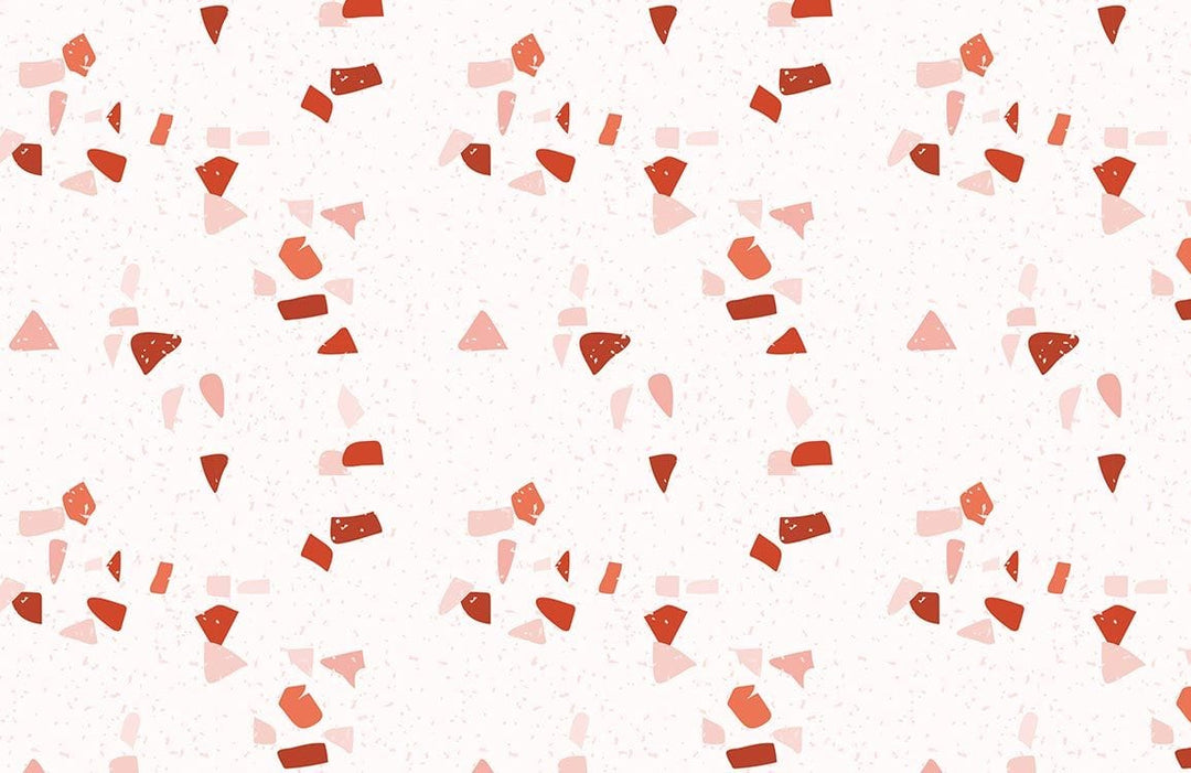 Modern Abstract Geometric Pattern Wallpaper in Red and Pink Tones