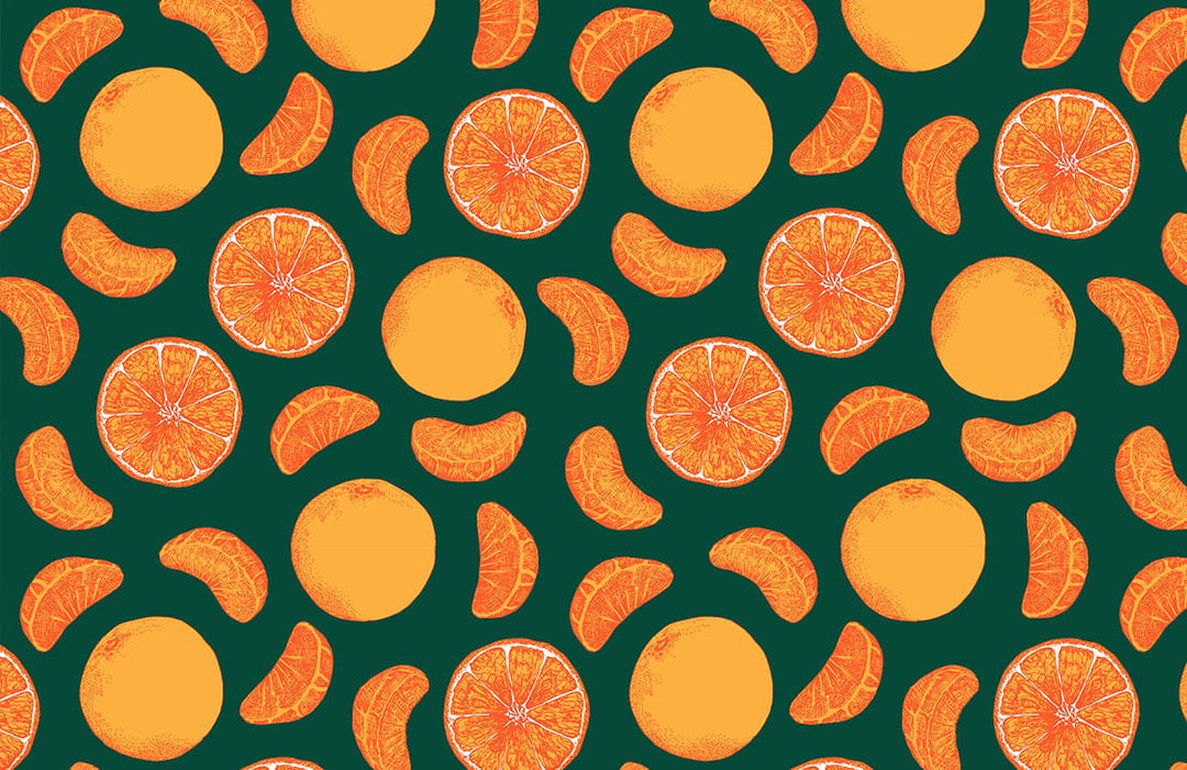 Vibrant Citrus Burst Green Patterned Wallpaper for Modern Interiors