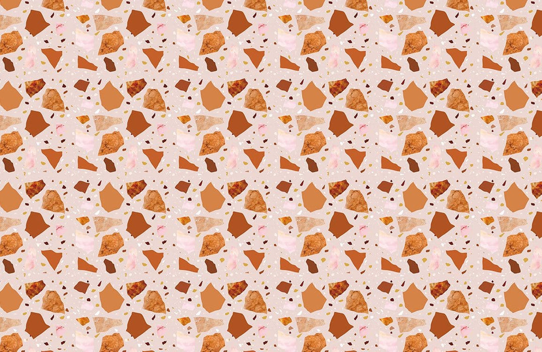 Terracotta and Blush Terrazzo Pattern Wallpaper for Modern Interiors