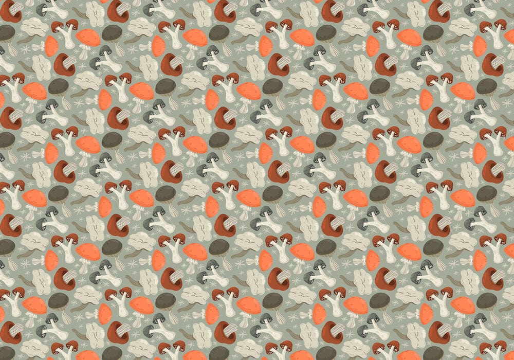 Vintage Mushroom Motif Wallpaper in Earthy Tones for Rustic Décor