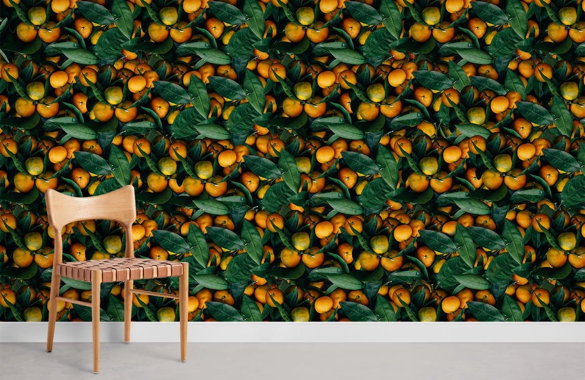 Orange & Leaf Wallpaper Mural