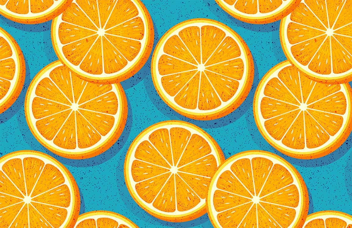Tropical Orange Slice Pattern Wallpaper - Vibrant Blue and Citrus Design