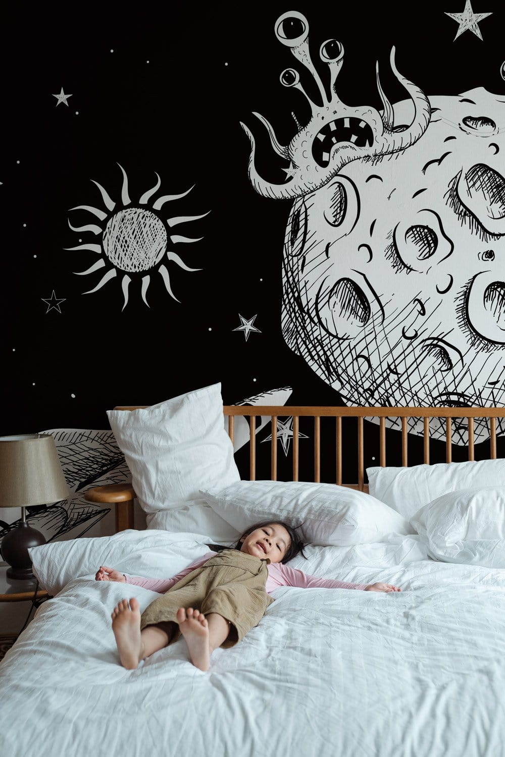 Outer Space Bedroom Wallpaper Kids Watercolor Space With Spaceship And