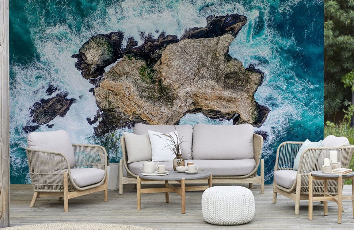 overlooking rocks wallpaper mural living room decor