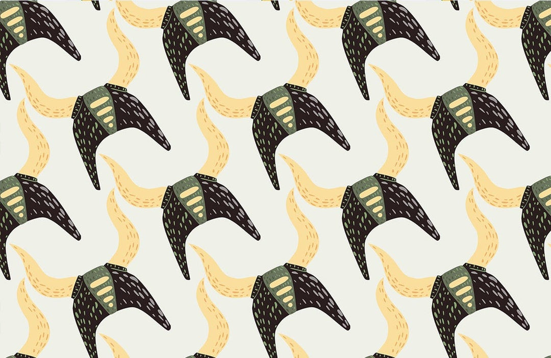 Modern Abstract Nordic Pattern Wallpaper in Earthy Tones and Cream Background