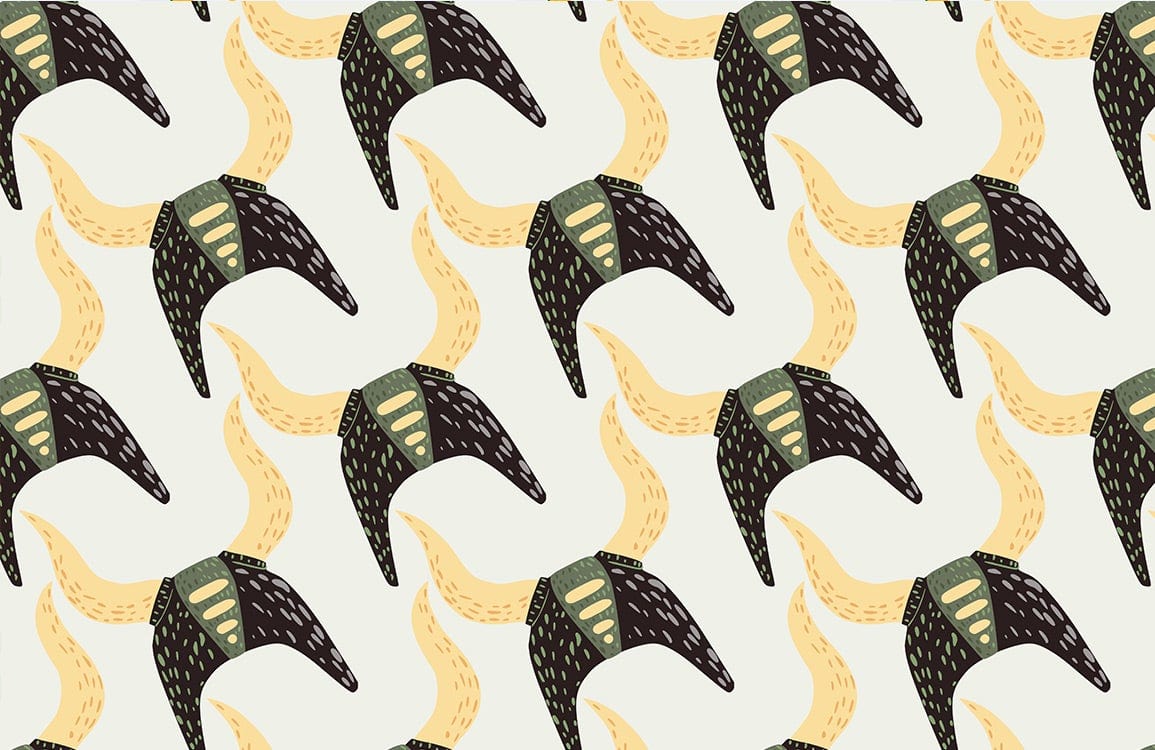 Modern Abstract Nordic Pattern Wallpaper in Earthy Tones and Cream Background