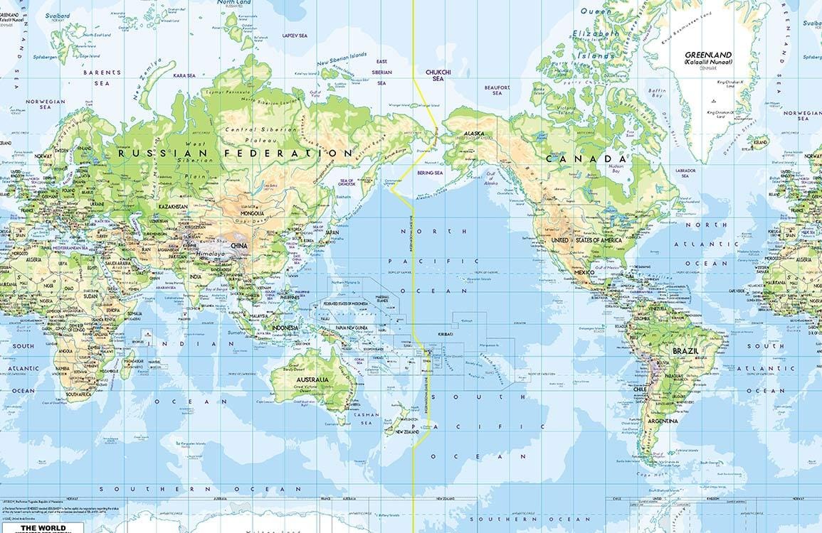 Vintage World Map Mural Wallpaper: Blue-Green Educational Travel Decor Delight