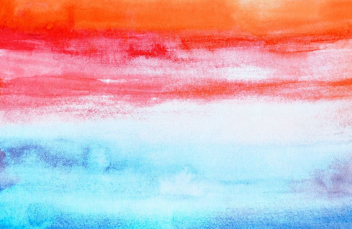 Vibrant Sunset Watercolour Mural Wallpaper - Red, Orange, Blue Gradient Design