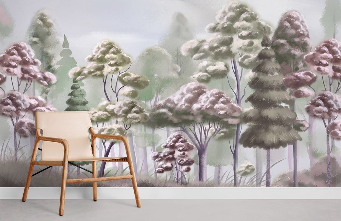 Foggy Forest Wallpaper Mural Room