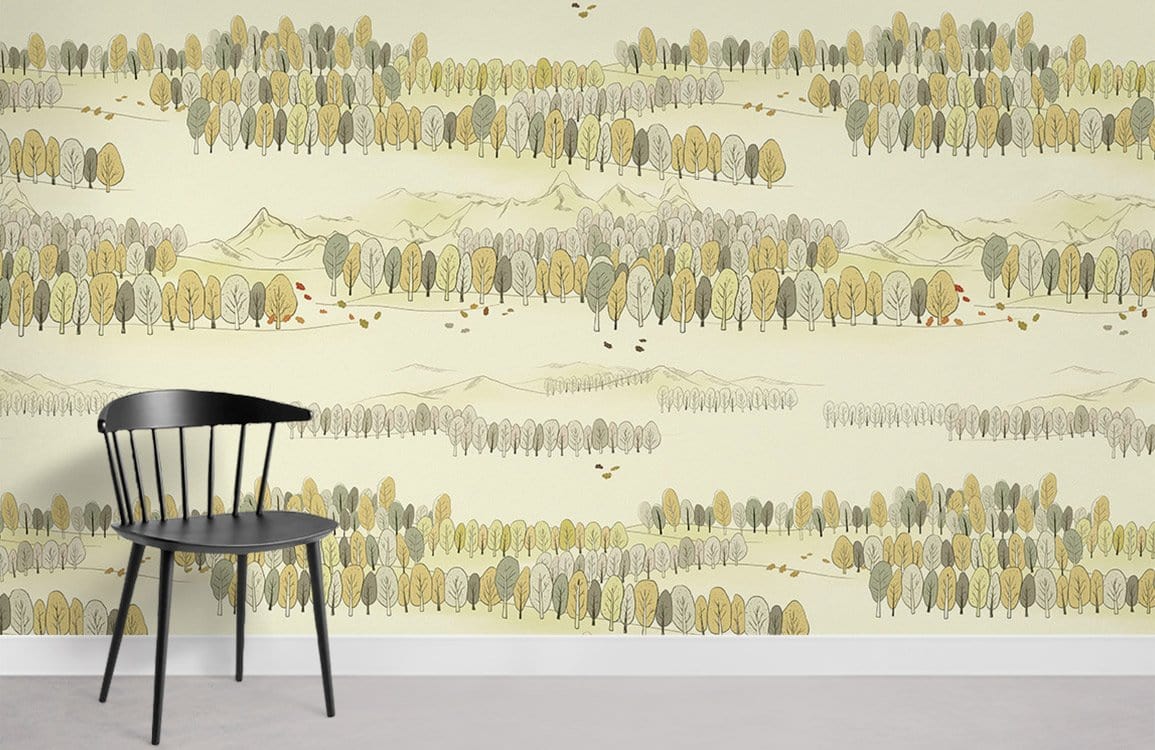 Jungle Sketch Pattern Wallpaper Mural Room