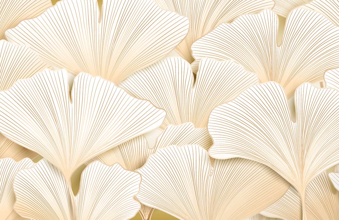 Cream Botanical Ginkgo Leaf Wallpaper - Elegant Natural Design for Interiors