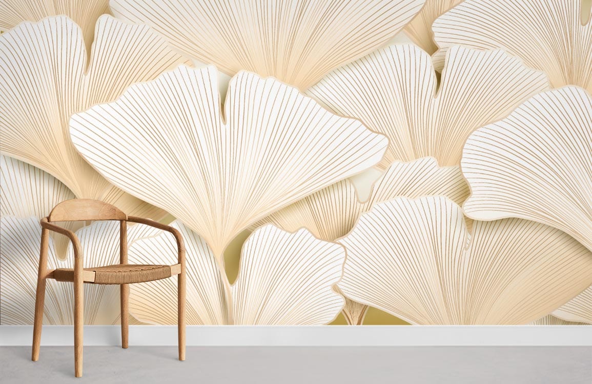 Pastel Ginkgo Mural Wallpaper