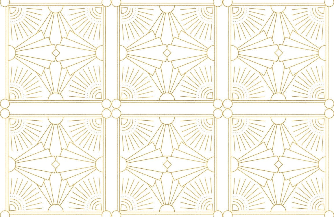 Golden Art Deco Geometric Patterned Wallpaper - Elegant Vintage Style Design