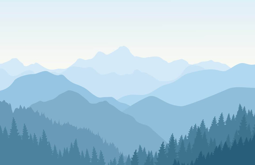 Tranquil Blue Mountain Landscape Mural Wallpaper - Scenic Nature Design