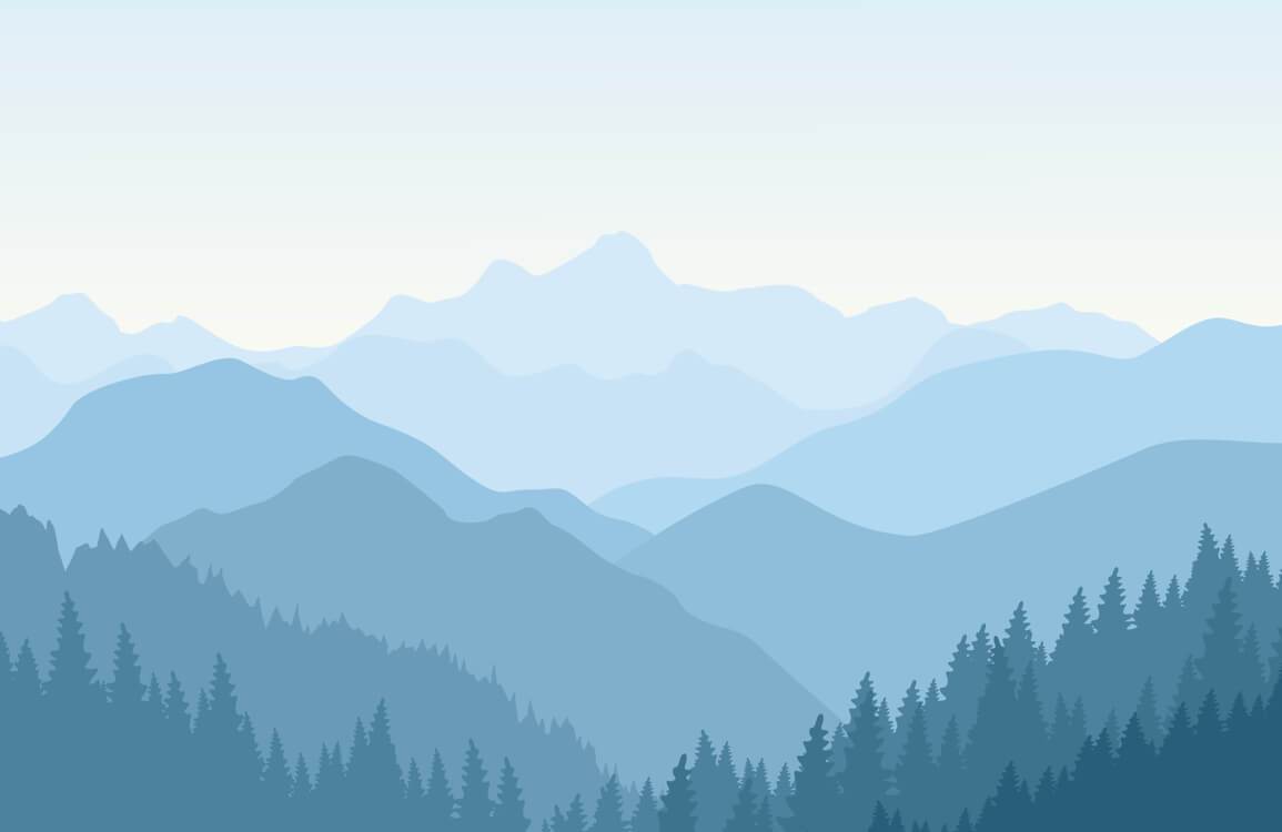Tranquil Blue Mountain Landscape Mural Wallpaper - Scenic Nature Design