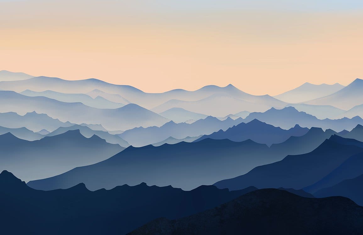 Serene Blue Mountain Range Mural Wallpaper - Tranquil Landscape Design