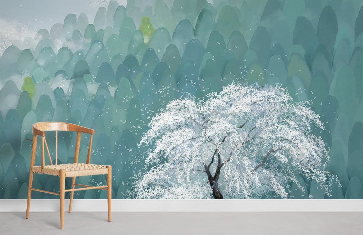 Pear Blossom Wall Mural Room