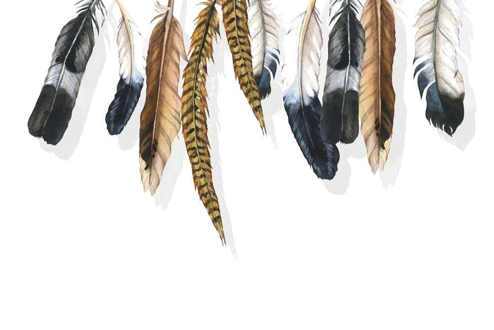 Bohemian Feathered Elegance: Natural Tones Artistic Patterned Mural Wallpaper Design