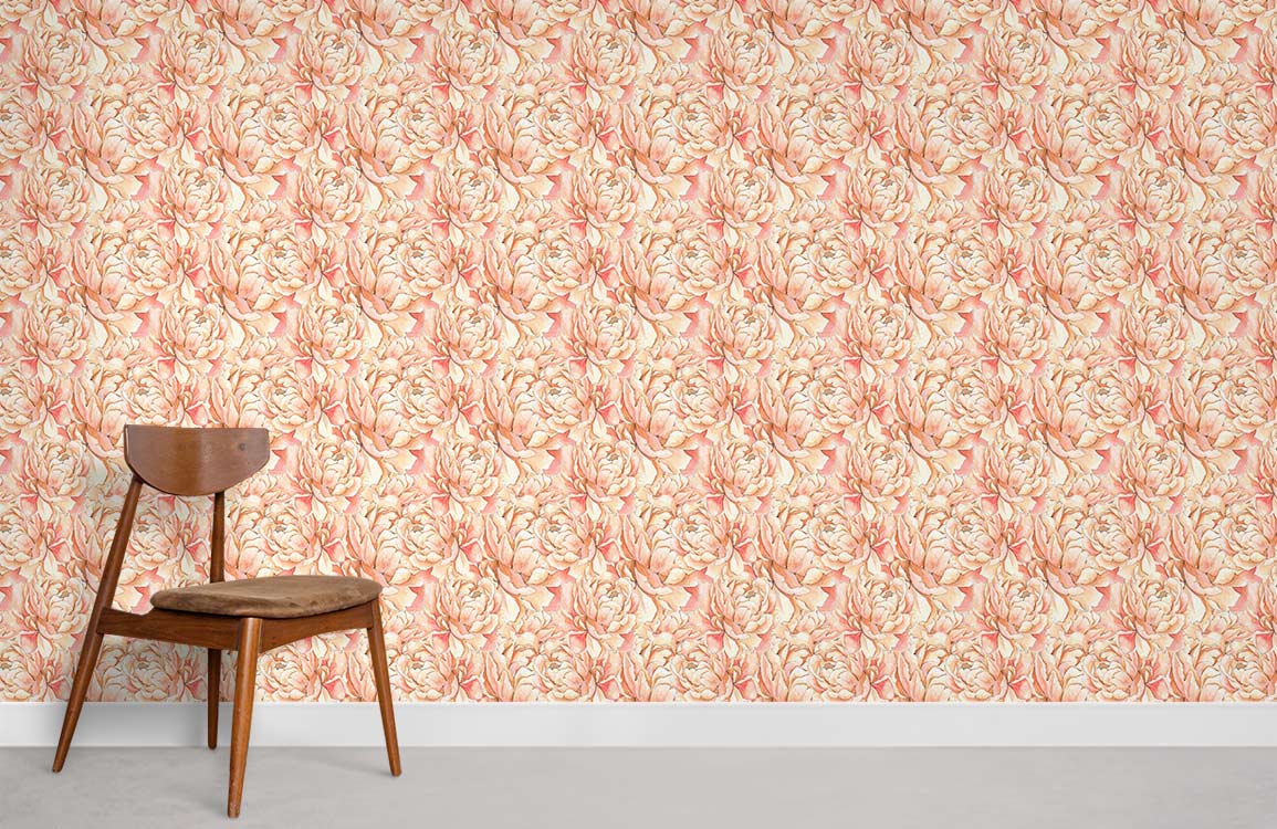 Peony Stitching Wallpaper Mural
